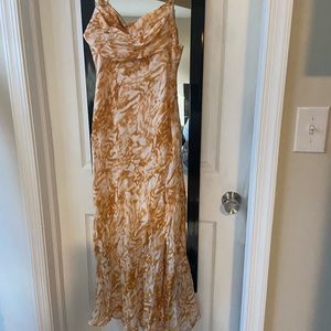 Orange white womens summer maxi dress